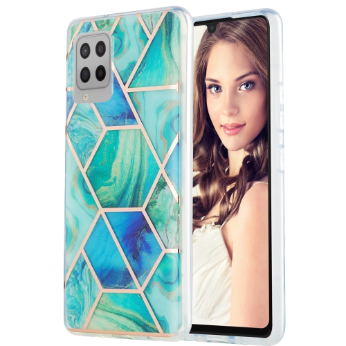 Samsung Galaxy A42 5G 3D Electroplating Marble Pattern TPU Protective Case(Green)
