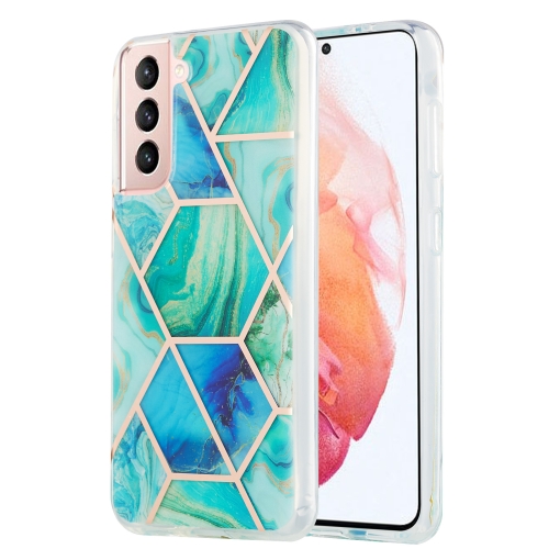 For Samsung Galaxy S21 5G 3D Electroplating Marble Pattern TPU Protective Case(Green)