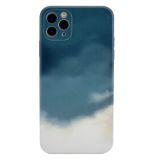 TPU Straight Edge Watercolor Pattern Protective Case For iPhone 11(Turquoise)