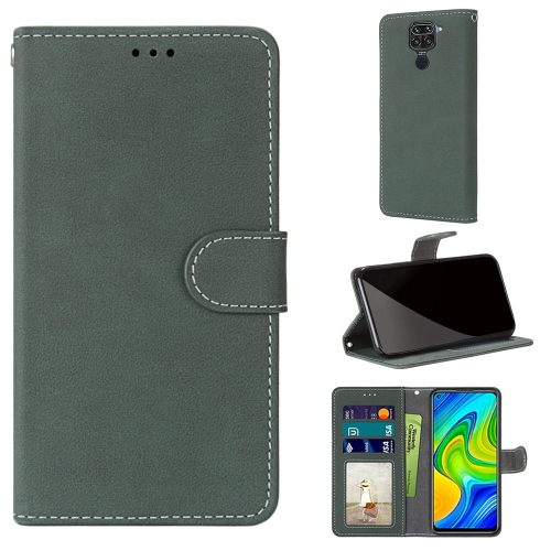 For Xiaomi Redmi Note 9 / 10X 4G Retro Frosted Horizontal Flip PU Leather Case with Holder & Card Slots & Wallet & Photo Frame(Green)