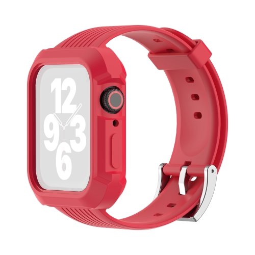 TPU Integrated Fuel Injection Replacement Watchbands For Apple Watch Series 6 & SE & 5 & 4 44mm / 3 & 2 & 1 42mm(Red)