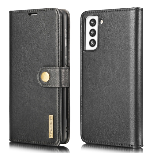 For Samsung Galaxy S21 5G DG.MING Crazy Horse Texture Flip Detachable Magnetic Leather Case with Holder & Card Slots & Wallet(Black)