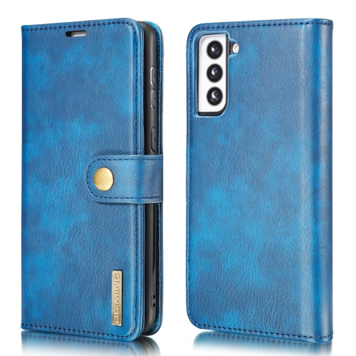 For Samsung Galaxy S21+ 5G DG.MING Crazy Horse Texture Flip Detachable Magnetic Leather Case with Holder & Card Slots & Wallet(Blue)