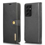 For Samsung Galaxy S21 Ultra 5G DG.MING Crazy Horse Texture Flip Detachable Magnetic Leather Case with Holder & Card Slots & Wallet(Black)