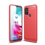 For Motorola Moto G30 / G10 Brushed Texture Carbon Fiber TPU Case(Red)