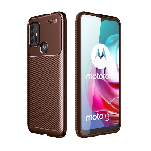 For Motorola Moto G30 / G10 / G10 Power / G20 Carbon Fiber Texture Shockproof TPU Case(Brown)