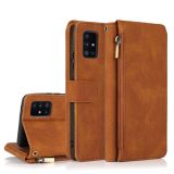 For Samsung Galaxy A51 5G Skin-feel Crazy Horse Texture Zipper Wallet Bag Horizontal Flip Leather Case with Holder & Card Slots & Wallet & Lanyard(Brown)
