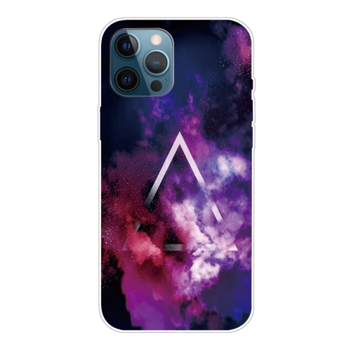 Shockproof Painted Transparent TPU Protective Case For iPhone 12 Pro Max(Triangle Starry Sky)