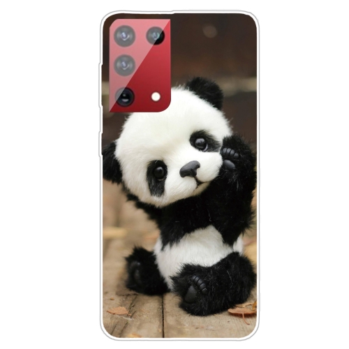 For Samsung Galaxy S21 Ultra 5G Shockproof Painted Transparent TPU Protective Case(Say Hello Panda)