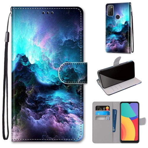 For Alcatel 1S 2021 / 3L 2021  Coloured Drawing Cross Texture Horizontal Flip PU Leather Case with Holder & Card Slots & Wallet & Lanyard(Colorful Clouds)