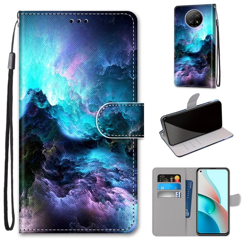 For Xiaomi Redmi Note 9T / Note 9 5G Coloured Drawing Cross Texture Horizontal Flip PU Leather Case with Holder & Card Slots & Wallet & Lanyard(Colorful Clouds)