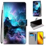 For Xiaomi Poco X3 NFC Coloured Drawing Cross Texture Horizontal Flip PU Leather Case with Holder & Card Slots & Wallet & Lanyard(Colorful Clouds)