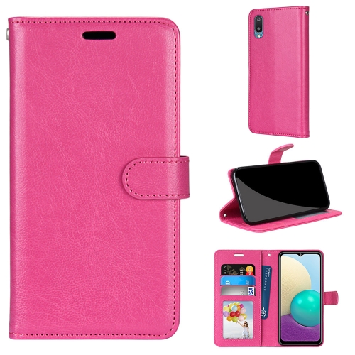 For Samsung Galaxy A02 / M02 Pure Color Horizontal Flip PU Leather Case with Holder & Card Slots & Wallet & Photo Frame(Rose Red)