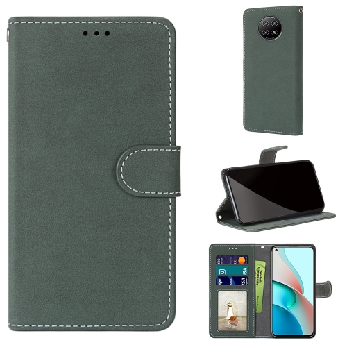 For Xiaomi Redmi Note 9 5G / Note 9T Retro Frosted Horizontal Flip PU Leather Case with Holder & Card Slots & Wallet & Photo Frame(Green)