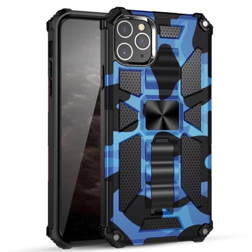 Camouflage Armor Shockproof TPU + PC Magnetic Protective Case with Holder For iPhone 11(Dark Blue)