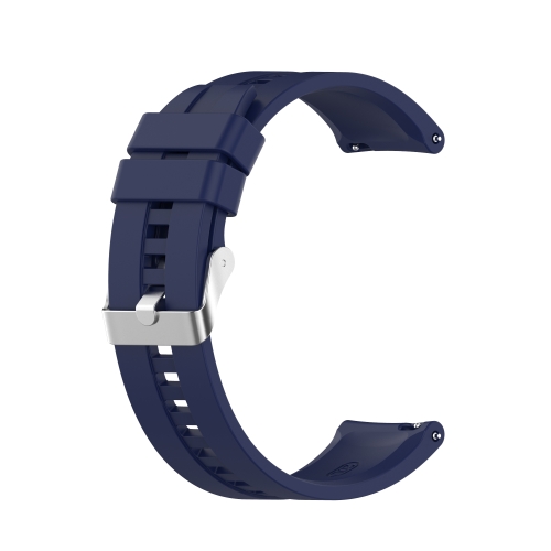 For Amazfit GTS 2e / GTS 2 20mm Silicone Replacement Strap Watchband with Silver Buckle(Midnight Blue)