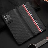 For Samsung Galaxy Z Fold2 5G Exclusive Series Carbon Fiber Texture Horizontal Flip PU Leather Case(Black Strips)