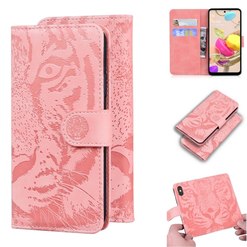 For LG K42 Tiger Embossing Pattern Horizontal Flip Leather Case with Holder & Card Slots & Wallet(Pink)