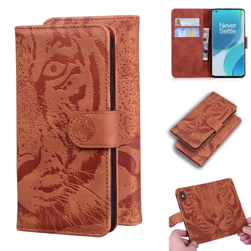 For OnePlus 9 Pro Tiger Embossing Pattern Horizontal Flip Leather Case with Holder & Card Slots & Wallet(Brown)