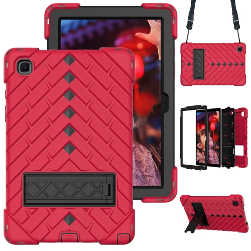 Shockproof Rhombus Robot PC + Silicone Protective Case with Holder & Shoulder Strap For Samsung Galaxy Tab A7 10.4 (2020)(Red+Black)