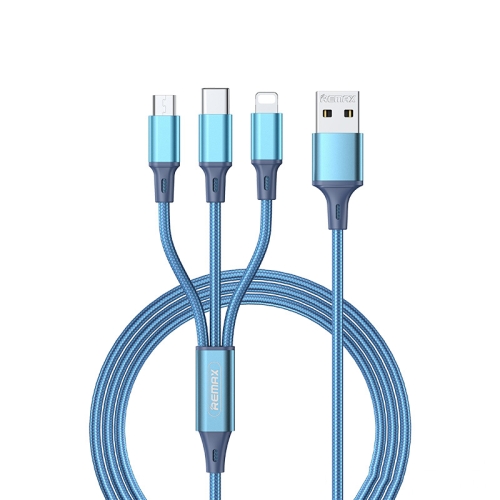 Remax RC-189th Gition Series 3.1A 3 In 1 8 Pin + Type-C / USB-C + Micro USB Aluminum Alloy Charging Cable