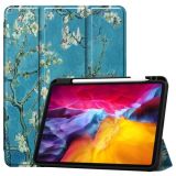 Colored Drawing Horizontal Flip TPU + PU Leather Case with Three-folding Holder & Sleep / Wake-up Function & Pen Slot For iPad Pro 11 inch (2021)(Apricot Flower)