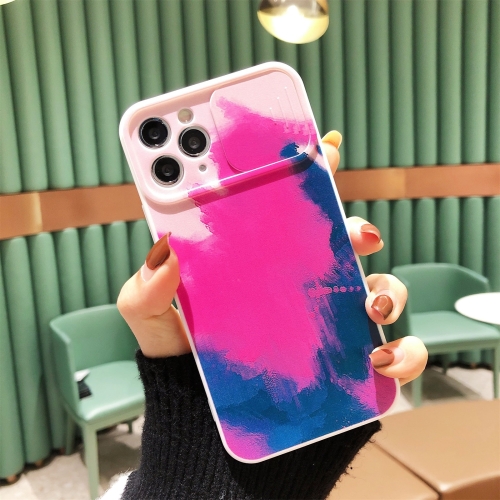 Gradient Color Sliding Lens Cover Design Shockproof Protective Case For iPhone 11 Pro(Berry Red)