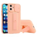 Sliding Lens Cover Design Protective Case with Invisible Holder For iPhone 12(Pink)