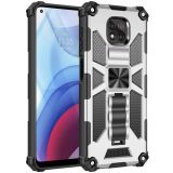 For Motorola Moto G Power (2021) Shockproof TPU + PC Magnetic Protective Case with Holder(Silver)