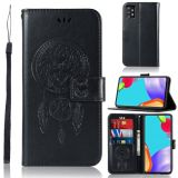 For Samsung Galaxy A52 5G / 4G Wind Chime Owl Embossing Pattern Horizontal Flip Leather Case with Holder & Card Slots & Wallet(Black)