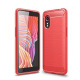 For Samsung Galaxy Xcover 5 Brushed Texture Carbon Fiber TPU Case(Red)