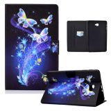 For Samsung Galaxy Tab A 10.1 (2016) / T580 Colored Drawing Horizontal Flip Leather Case with Holder & Card Slots & Sleep / Wake-up Function(Butterfly Flower)