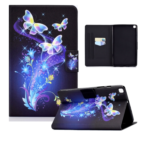 For Samsung Galaxy Tab A 8.0 (2019) T290 Electric Pressed TPU Colored Drawing Horizontal Flip Leather Case with Holder & Pen Slot(Butterflies Flower)