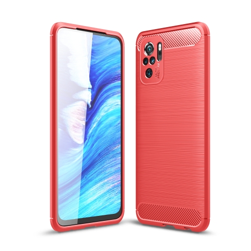 For Xiaomi Redmi Note 10 4G / Note 10S Brushed Texture Carbon Fiber TPU Case(Red)