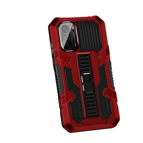 For Xiaomi Redmi Note 10 / 10S Vanguard Warrior All Inclusive Double-color Shockproof TPU + PC Protective Case with Holder(Red)