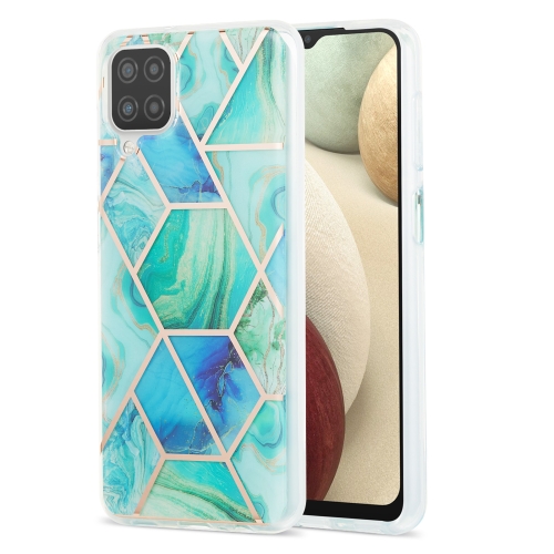 For Samsung Galaxy A12 3D Electroplating Marble Pattern TPU Protective Case(Green)