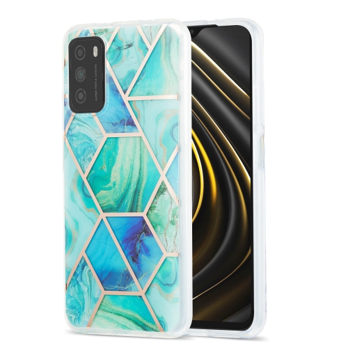 For Xiaomi Poco M3 / Note 9 4G / Redmi 9 Power / Redmi 9T 3D Electroplating Marble Pattern TPU Protective Case(Green)