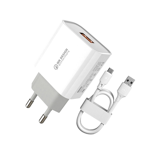 WK WP-U57 Max 18W Maxspeed QC3.0 Fast Charger +  USB to Micro USB Data Cable