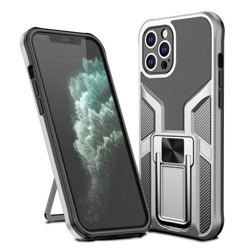 Armor 2 in 1 PC + TPU Magnetic Shockproof Case with Foldable Holder For iPhone 11 Pro Max(Silver)