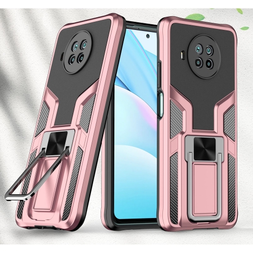For Xiaomi Mi 10T Lite 5G Armor 2 in 1 PC + TPU Magnetic Shockproof Case with Foldable Holder(Rose Gold)