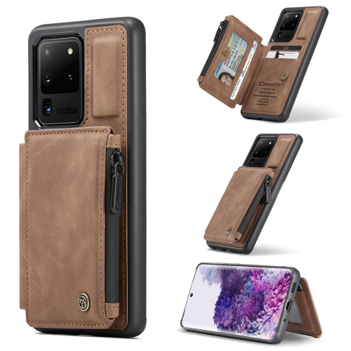 For Samsung Galaxy S20 Ultra CaseMe C20 Multifunctional PC + TPU Protective Case with Holder & Card Slot & Wallet(Brown)