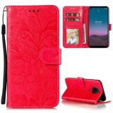 For Nokia 5.4 Lace Flower Embossing Pattern Horizontal Flip Leather Case with Holder & Card Slots & Wallet & Photo Frame(Red)