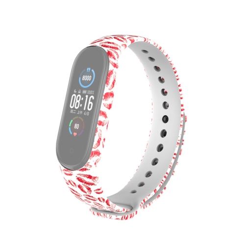 For Xiaomi Mi Band 6 (CA8856) Colored Drawing Silicone Replacement Strap Watchband(Lip Print)