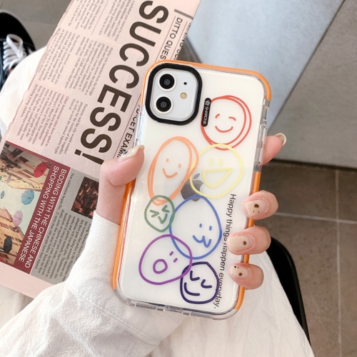 Integrated Design Pattern Protective Case For iPhone 12 / 12 Pro(Orange Circle Smile)