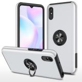 For Xiaomi Redmi 9A PC + TPU Shockproof Magnetic Protective Case with Invisible Ring Holder(Silver)