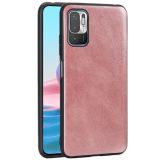 For Xiaomi Redmi Note 10 5G Crazy Horse Textured Calfskin PU+PC+TPU Case(Rose Gold)