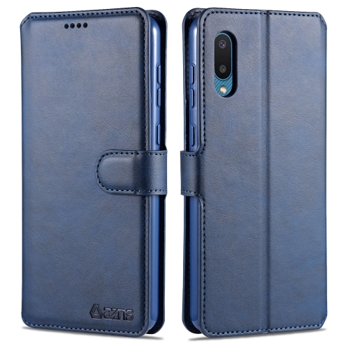 For Samsung Galaxy A02 AZNS Calf Texture Horizontal Flip Leather Case with Holder & Card Slots & Wallet & Photo Frame(Blue)