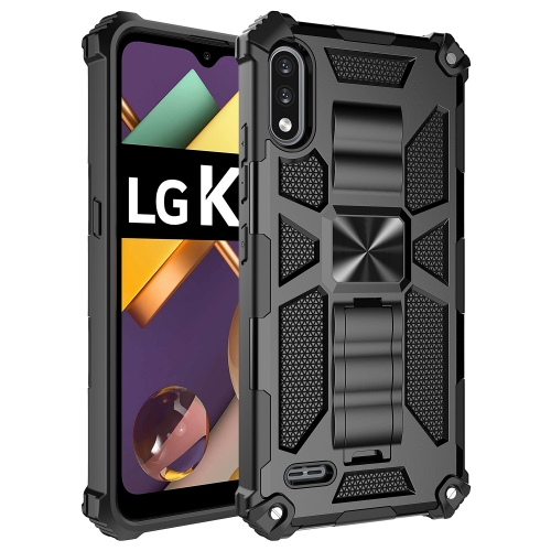 For LG K22 Shockproof TPU + PC Magnetic Protective Case with Holder(Black)
