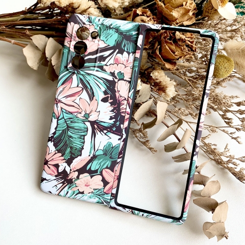 For Samsung Galaxy Z Fold2 5G Floral Pattern Folding PC Protective Case(Pink Green)