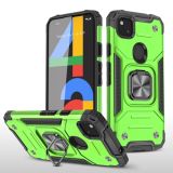 For Google Pixel 4a Magnetic Armor Shockproof TPU + PC Case with Metal Ring Holder(Green)